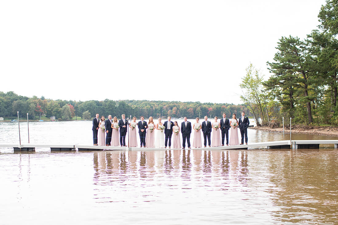 wedding party on a dock